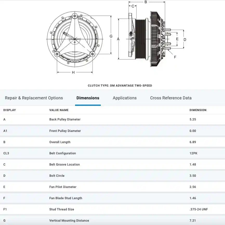 Mack MP7 Fan Clutch, HORTON PART #79A8177