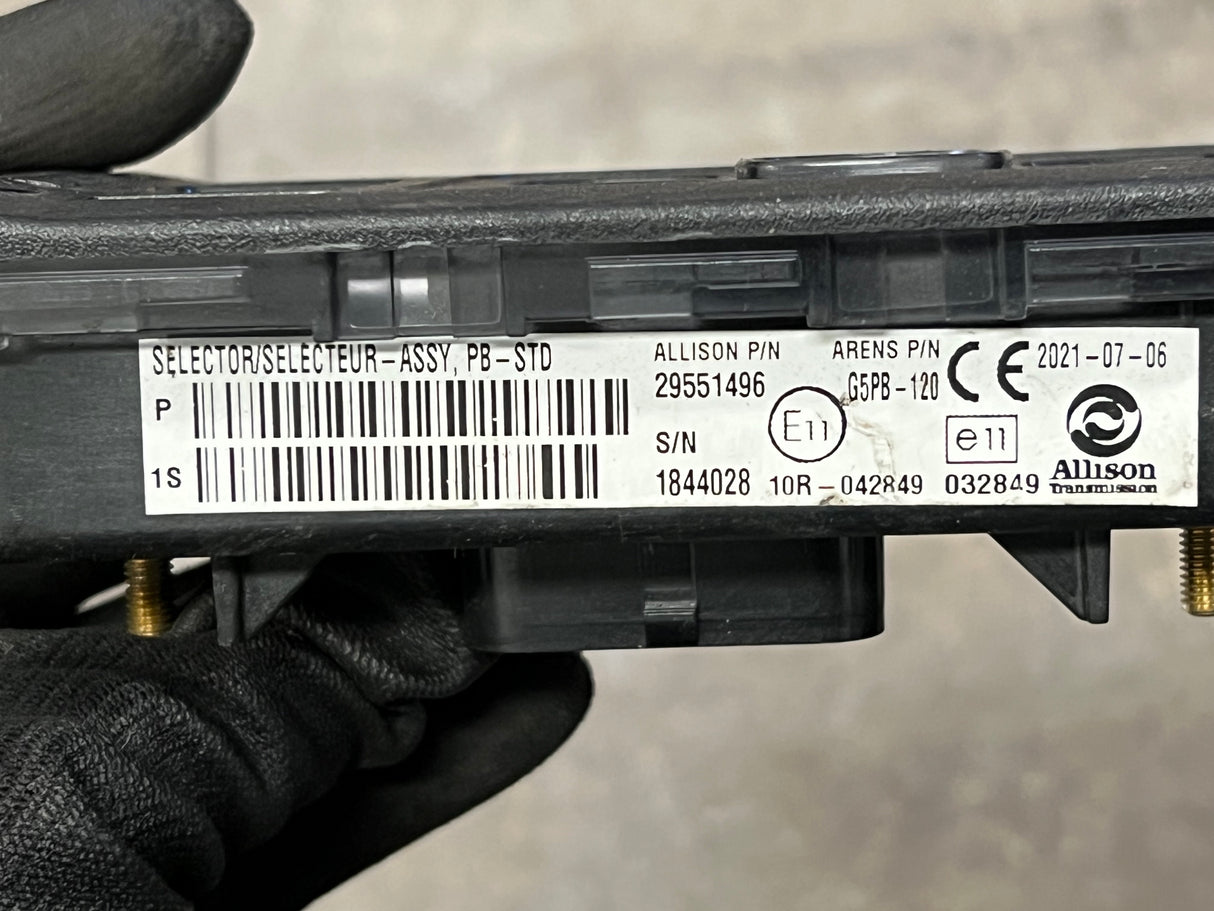 2021 Allison Transmission Push Button Electric Selector Pad 29551496