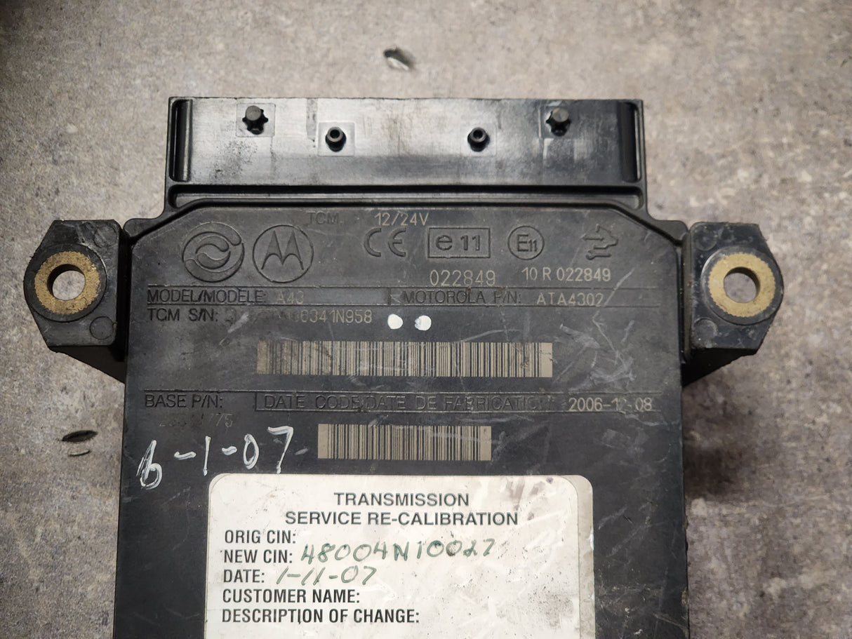 Allison, TCM Part # 29544775, Model No. A43, e11, 10R022849, Supplier P/N # ATA4302