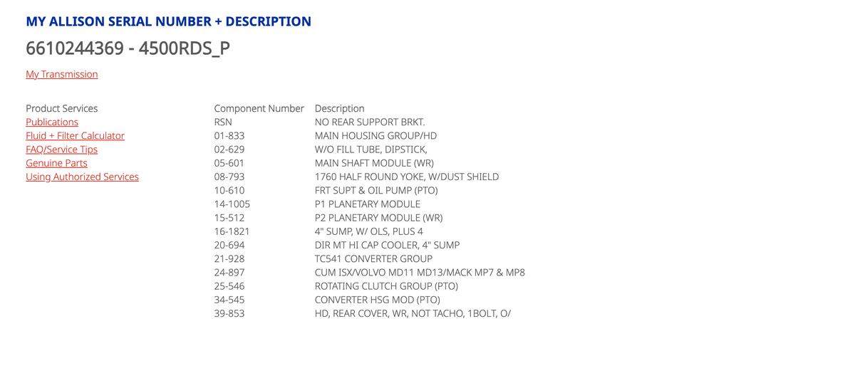 Allison 4500RDS P Transmission For Sale, 4500RDSP