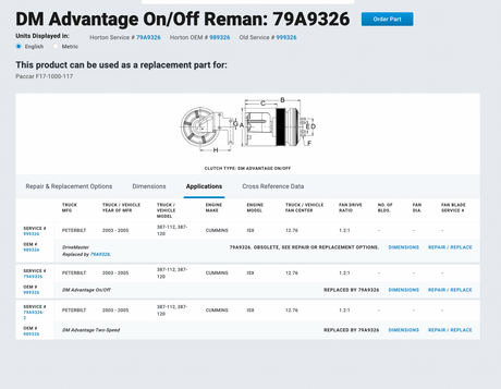 Cummins ISX Horton Fan Clutch 79A9326