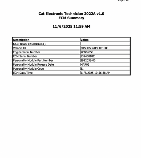 2004 Caterpillar C13 Engine Control Module (ECM) 223-1235-06, KCB-PREFIX
